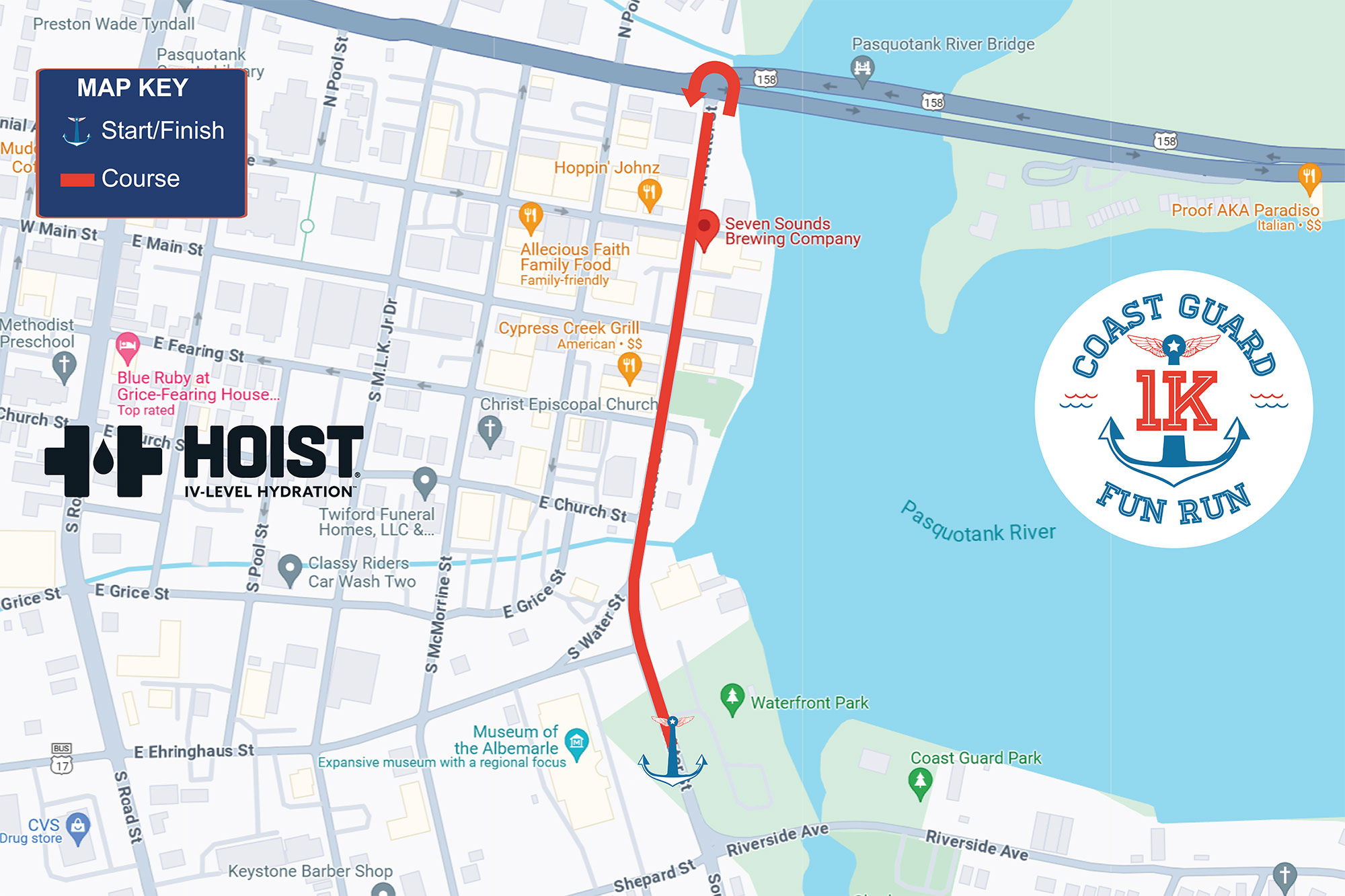 Coast Guard Marathon 1K Map